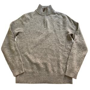 J Crew Men's 1/4 Quarter Zip Pullover Sweater Gray 100% Lambswool Small Preppy